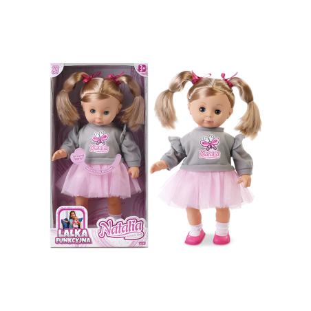 ARTYK 168086 Lalka NATALIA mówi po polsku 39 cm w szarym sweterku
