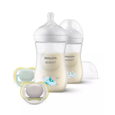 AVENT SCD837/11 Zestaw 2 butelek Responsywnych Natural 260 ml dekor + smoczek Ultra Air 0-6m