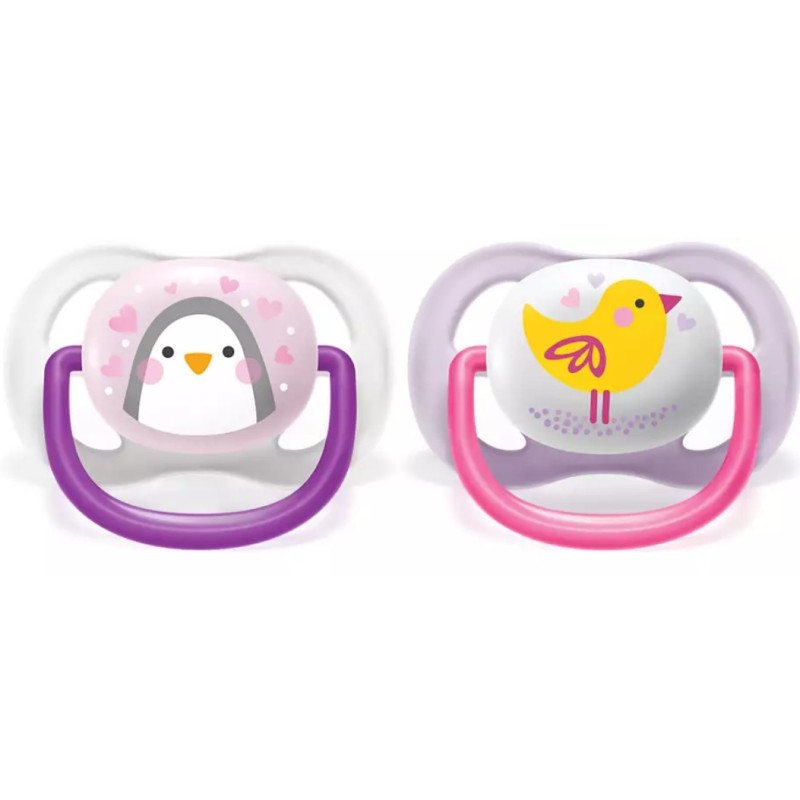 AVENT SCF080/06 Smoczek Ultra Air Animals 0-6M dziewczynka ptaszek/pingwin