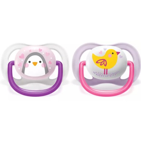 AVENT SCF080/06 Smoczek Ultra Air Animals 0-6M dziewczynka ptaszek/pingwin