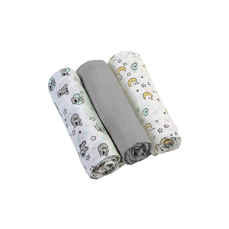 B.O.348/01 Pieluszki muślinowe 3 szt/szary TAKE CARE