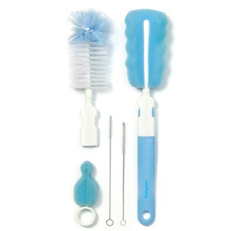 B.O.735/01 Zestaw szczotek do butelek i smoczków z wymienną rączką niebieski TAKE CARE