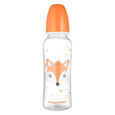 CANPOL 11/841 Butelka standardowa 250ml CUTE ANIMALS pomarańczowa