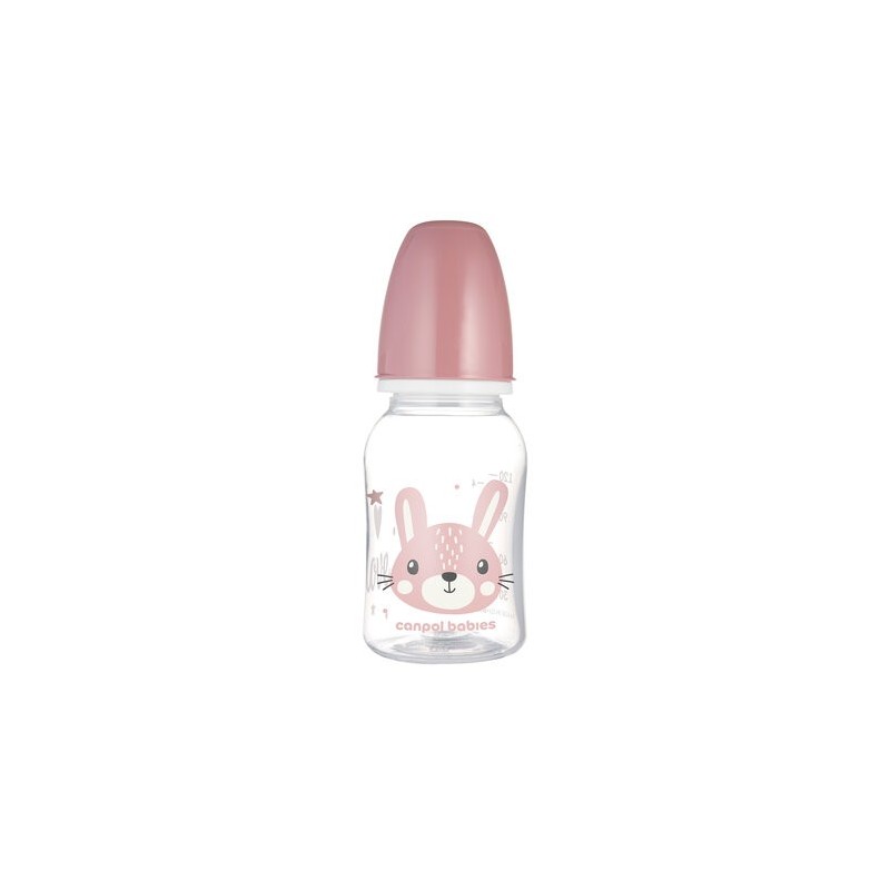 CANPOL 11/851Butelka standardowam 120ml CUTE ANIMALS różowa