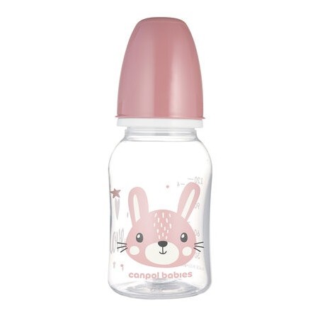 CANPOL 11/851Butelka standardowam 120ml CUTE ANIMALS różowa
