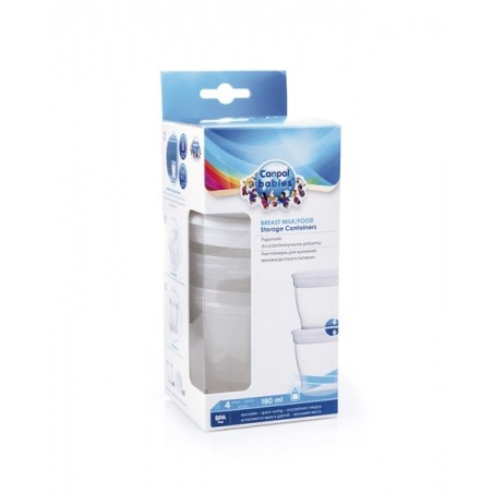 CANPOL 12/204 Pojemniki do przechowywania mleka / pokarmu 4szt 180ml
