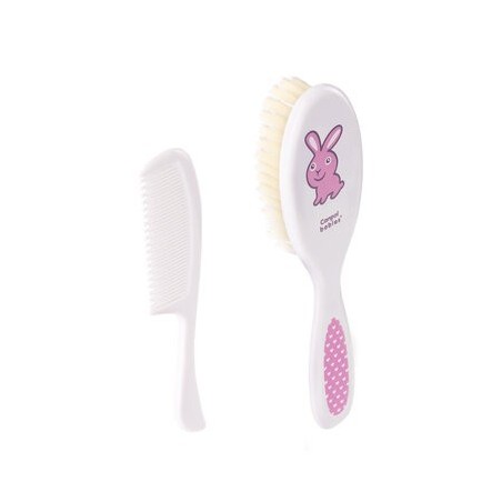 CANPOL 2/417 Szczotka+grzebień do włosów miękka różowa