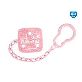 CANPOL 2/434 Łańcuszek do smoczka Love Mummy różowy