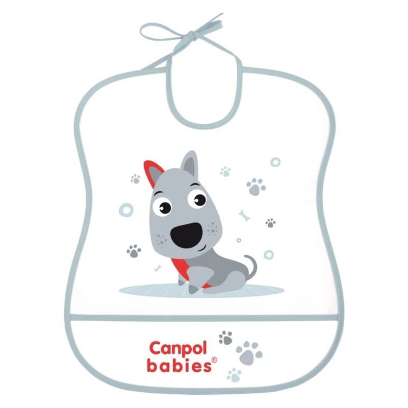 CANPOL 2/919 Śliniak plastikowy miękki - grey dog