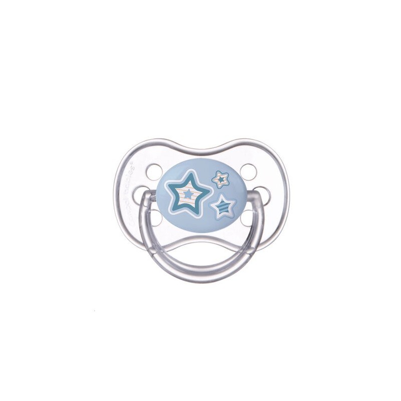 CANPOL 22/563 Smoczek uspokajający silikonowy okrągły 6-18 m-cy NEWBORN BABY niebieski