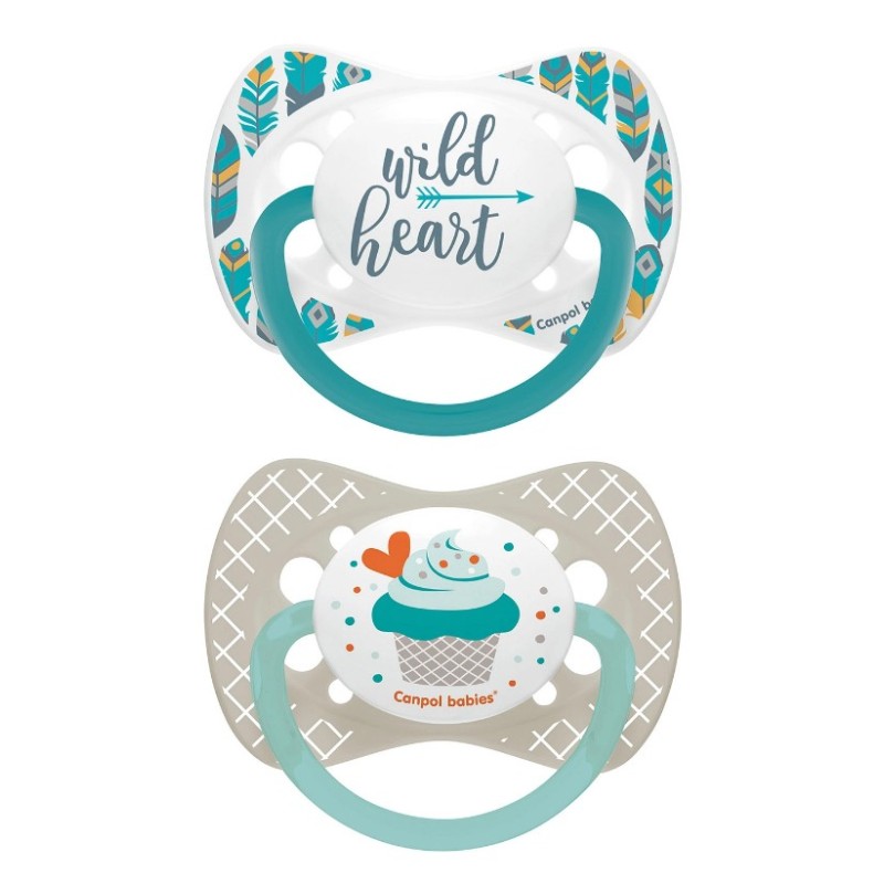 CANPOL 23/954 Zestaw smoczków uspokajających silikon 0-6 m symetryczny szary