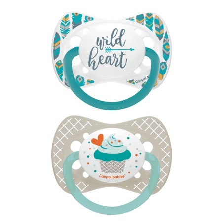 CANPOL 23/954 Zestaw smoczków uspokajających silikon 0-6 m symetryczny szary