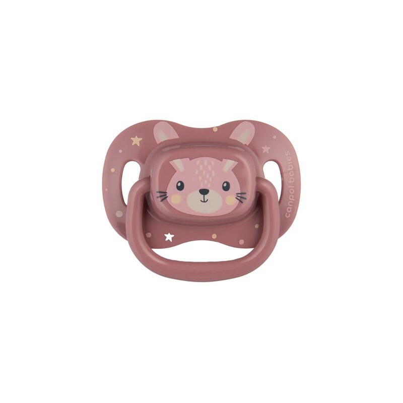 CANPOL 34/925 Smoczek uspokajający silikonowy 6-18 m symetryczny Cute Animals różowy