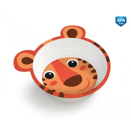 CANPOL 4/520 Melamina miseczka antypoślizgowa z uszami Hello Little pomarańczowa