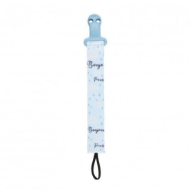 CANPOL 51/026 Tasiemka do smoczka uspokajającego Bonjour Paris niebieska