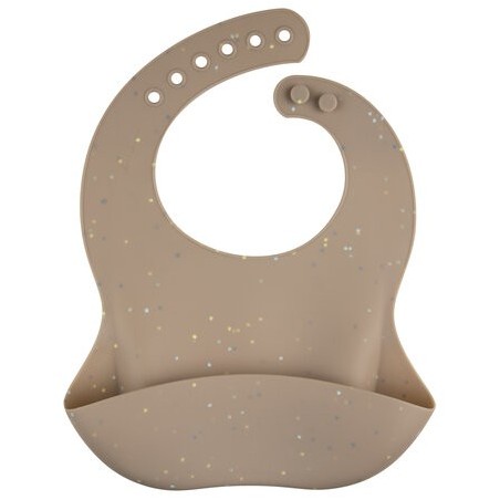 CANPOL 51/029 Śliniak silikonowy z kieszonką DOTS beżowy