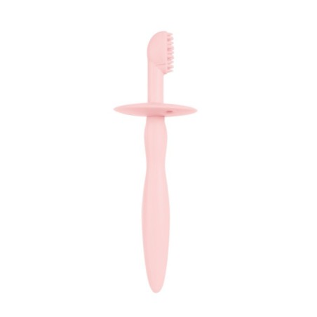 CANPOL 51/500 Silikonowa szczoteczka-gryzaczek z ogranicznikiem różowa