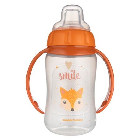 CANPOL 56/512 Kubek treningowy z miękkim ustnikiem 320ml CUTE ANIMALS pomarańczowy