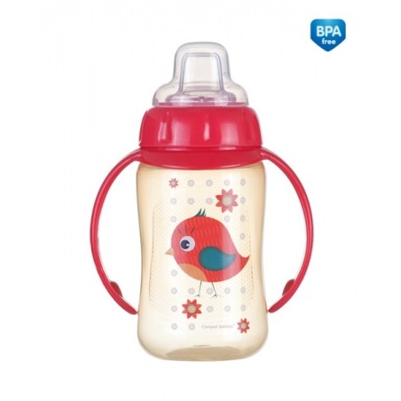 CANPOL 56/512 Kubek treningowy z silikonowym ustnikiem - Cute Animals - ptaszek czerwony