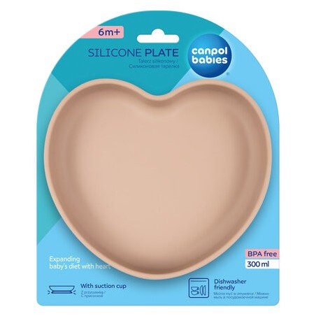 CANPOL 80/309 Silikonowy talerz z przyssawką SERCE beżowy