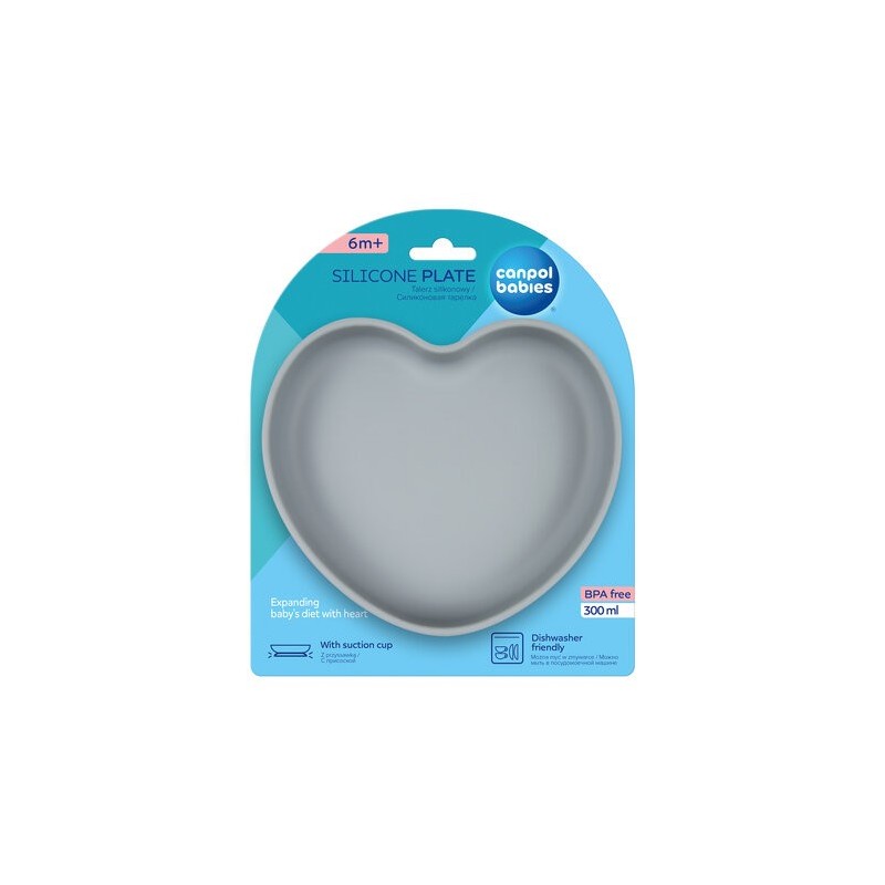 CANPOL 80/309 Silikonowy talerz z przyssawką SERCE niebieski