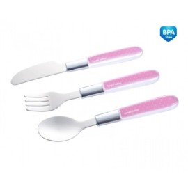 CANPOL 9/477 Metalowe sztućce dla dzieci łyżka, widelec, nóż /różowe