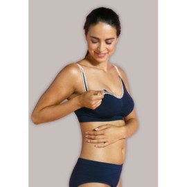 CARRIWELL 3060 Bezszwowy biustonosz do karmienia z koronką niebieski S