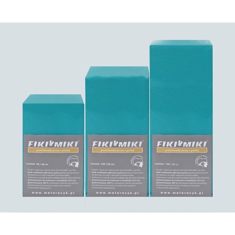 FIKI MIKI Prześcieradło Jersey 120x60 Mięta