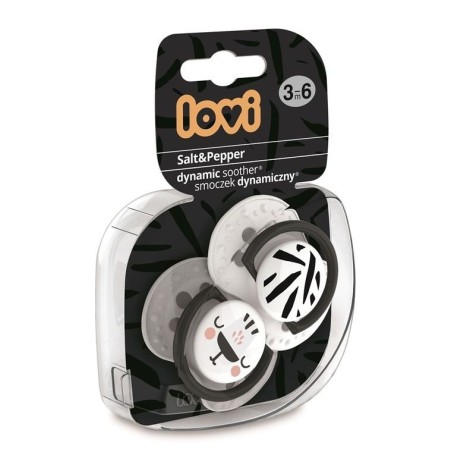 LOVI 22/878 Smoczek silikonowy dynamiczny 3-6 m 2 szt. Salt&Pepper