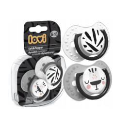 LOVI 22/879 Smoczek silikonowy dynamiczny 6-18 m 2 szt. Salt&Pepper