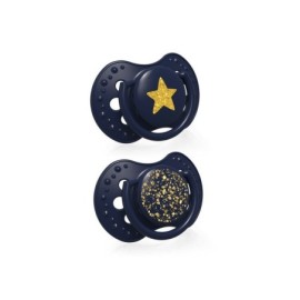 LOVI 22/895 Smoczek silikonowy dynamiczny 18+m 2 szt Stardust blue