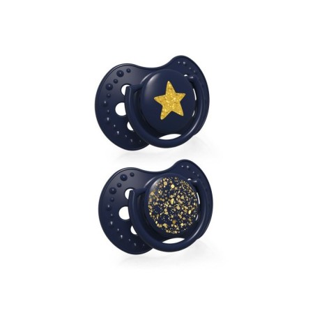 LOVI 22/895 Smoczek silikonowy dynamiczny 18+m 2 szt Stardust blue