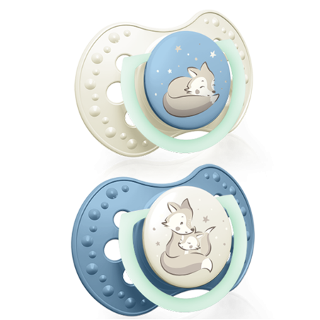 LOVI 22/914 Smoczek silikonowy dynamiczny 3-6m 2szt Night&Day boy