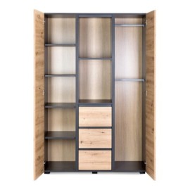 LITTLE SKY by KLUPŚ Szafa 3-segmentowa DALIA antracyt-dąb