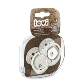 LOVI 22/864 Smoczek silikonowy dynamiczny 3-6m 2szt Buddy Bear