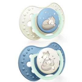 LOVI 22/914 Smoczek silikonowy dynamiczny 3-6m 2szt Night&Day boy