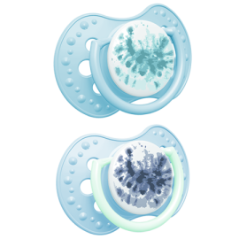 LOVI 22/920 Smoczek silikonowy dynamiczny 18m + 2 szt Tie Dye Blue  Boy