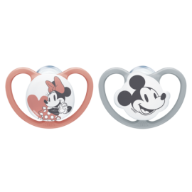 NUK 175281 Smoczek 0-6 uspokajający silikonowy SPACE MYSZKA MIKI 2szt
