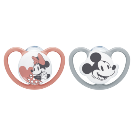NUK 175281 Smoczek 0-6 uspokajający silikonowy SPACE MYSZKA MIKI 2szt