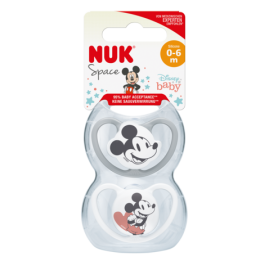 NUK 175281 Smoczek 0-6 uspokajający silikonowy SPACE MYSZKA MIKI 2szt