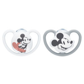 NUK 176286 Smoczek 6-18 uspokajający silikonowy SPACE MYSZKA MIKI 2szt