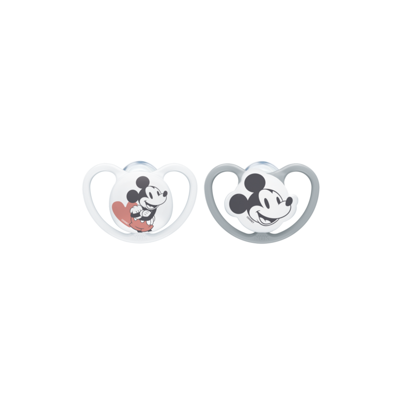 NUK 176286 Smoczek 6-18 uspokajający silikonowy SPACE MYSZKA MIKI 2szt