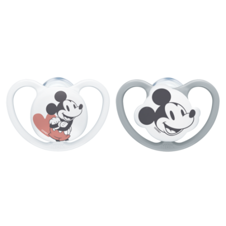 NUK 176286 Smoczek 6-18 uspokajający silikonowy SPACE MYSZKA MIKI 2szt