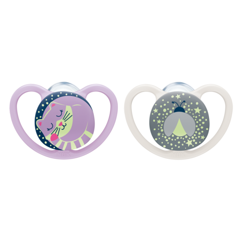 NUK 730578 Smoczek 0-6m silikonowy SPACE NIGHT 2 szt.