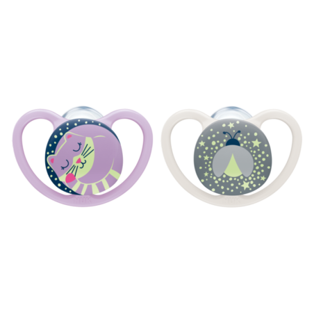 NUK 730578 Smoczek 0-6m silikonowy SPACE NIGHT 2 szt.