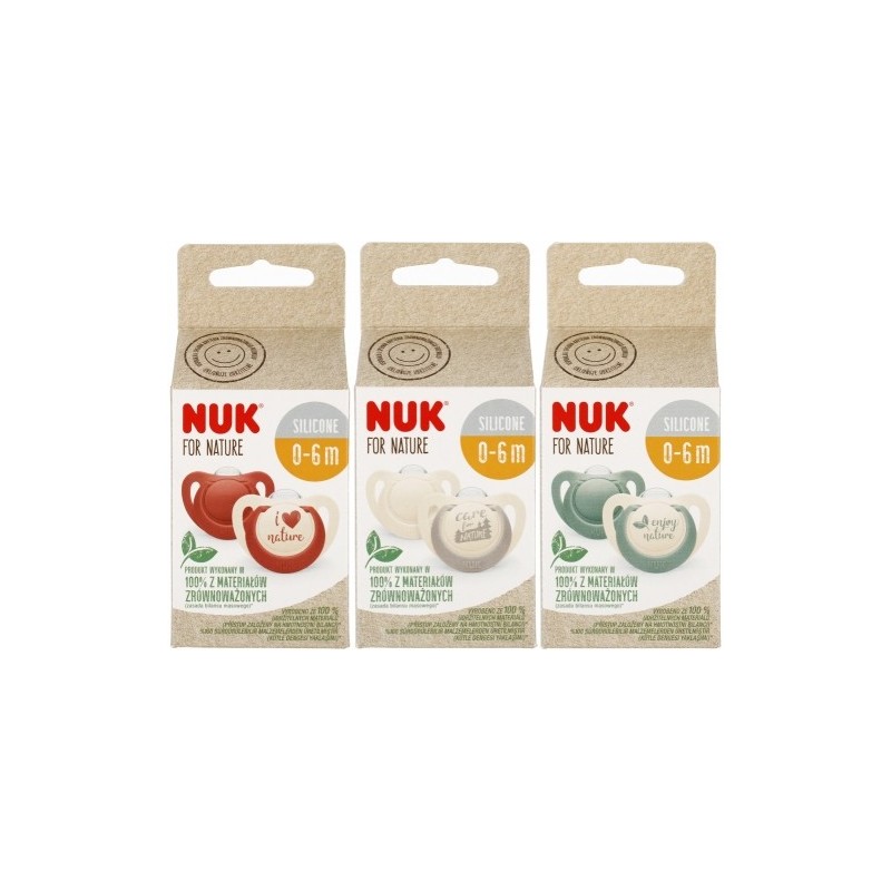 NUK 730763 Smoczek uspokajający silikonowy 0-6 m FOR NATURE 2 szt
