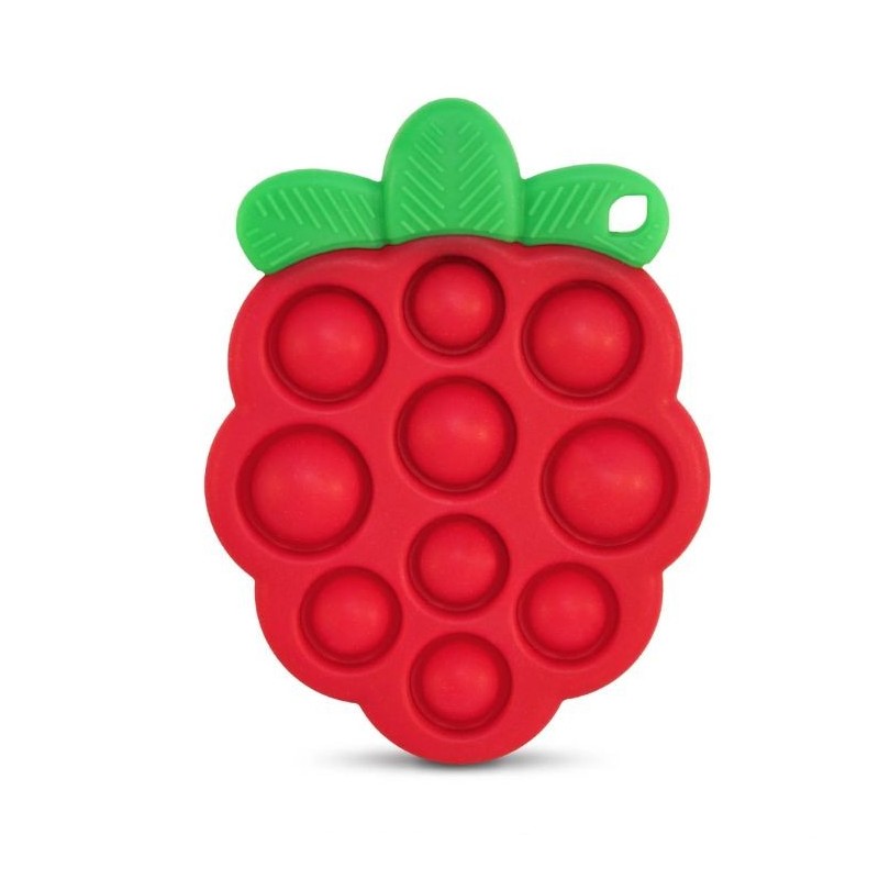RAZBABY 009-POP-RT Pop it gryzak silikonowy Soczysta Malina-zabawka sensoryczna dla niemowląt