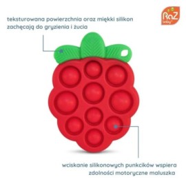 RAZBABY 009-POP-RT Pop it gryzak silikonowy Soczysta Malina-zabawka sensoryczna dla niemowląt