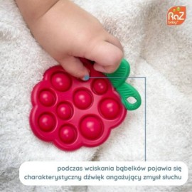 RAZBABY 009-POP-RT Pop it gryzak silikonowy Soczysta Malina-zabawka sensoryczna dla niemowląt