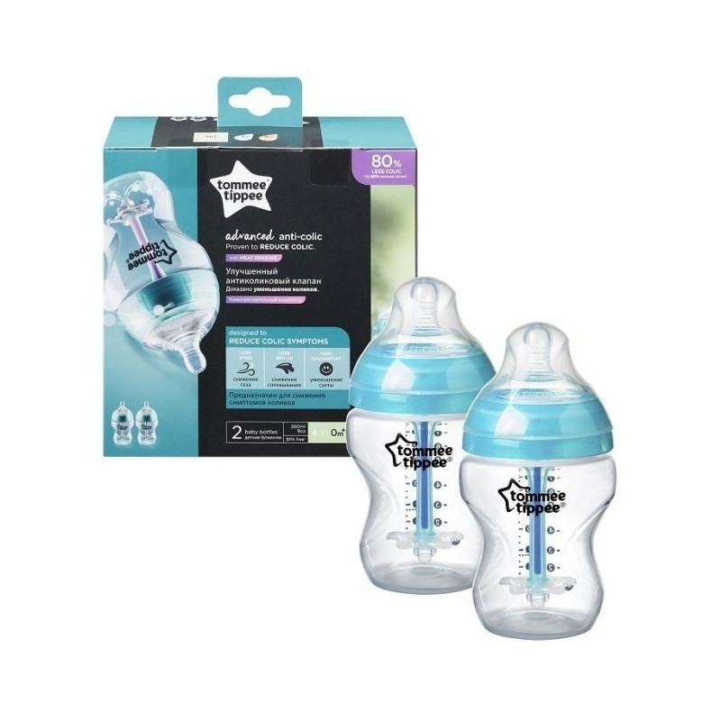 TOMMEE TIPPEE TTP42252586 Butelka plastikowa 260 ml 2-pak antykolkowa